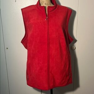 Karen Scott Red Fleece Vest Cozy Sleeveless Layer